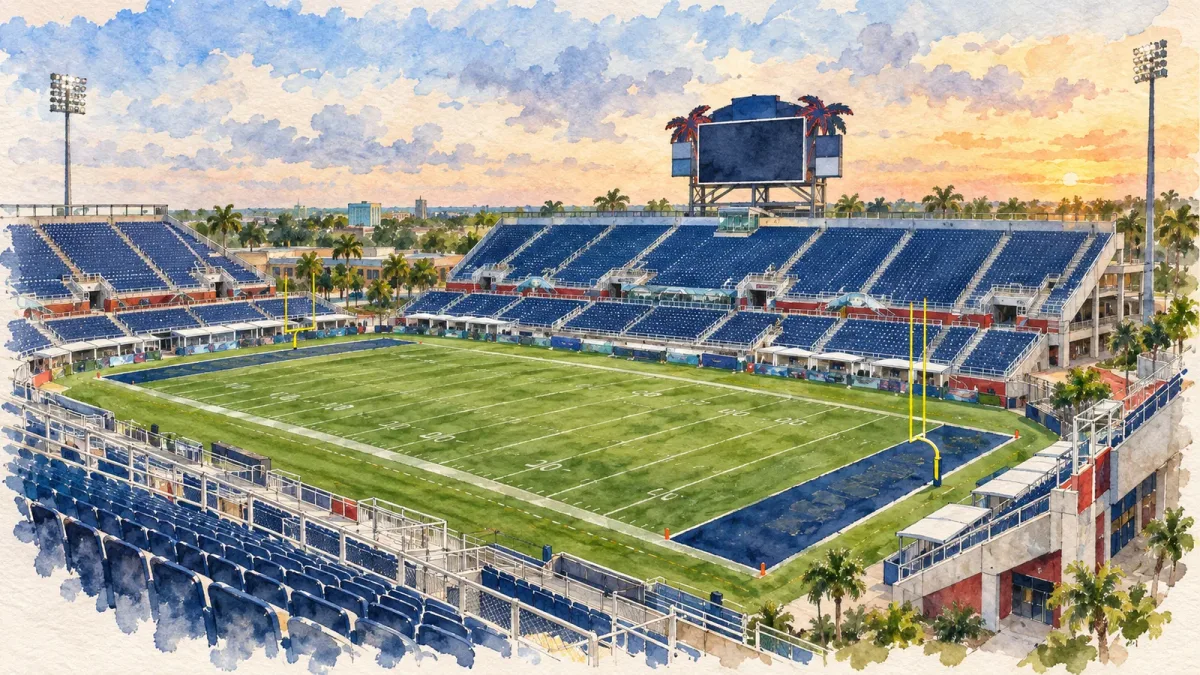 Watercolor illustration of FAU Stadium