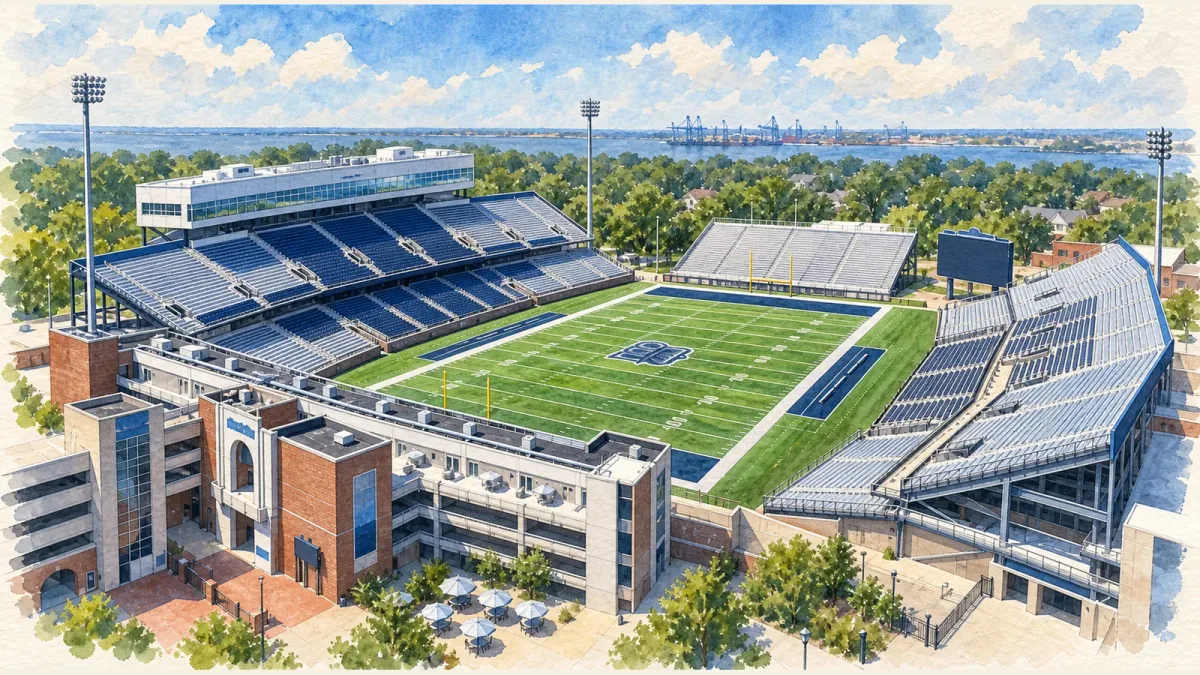 Watercolor illustration of S.B. Ballard Stadium