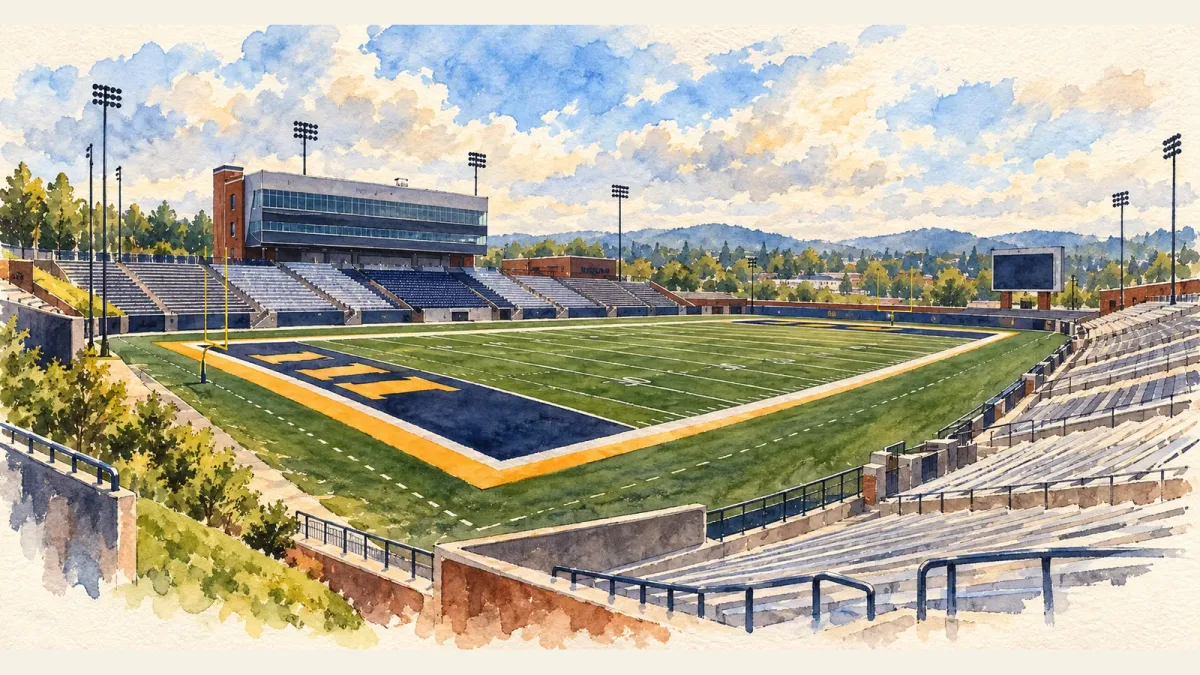 Watercolor illustration of William B. Greene Jr. Stadium