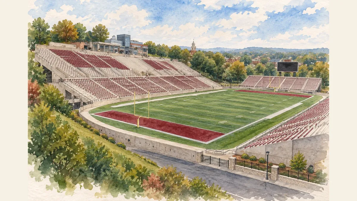 Watercolor illustration of Fisher Field