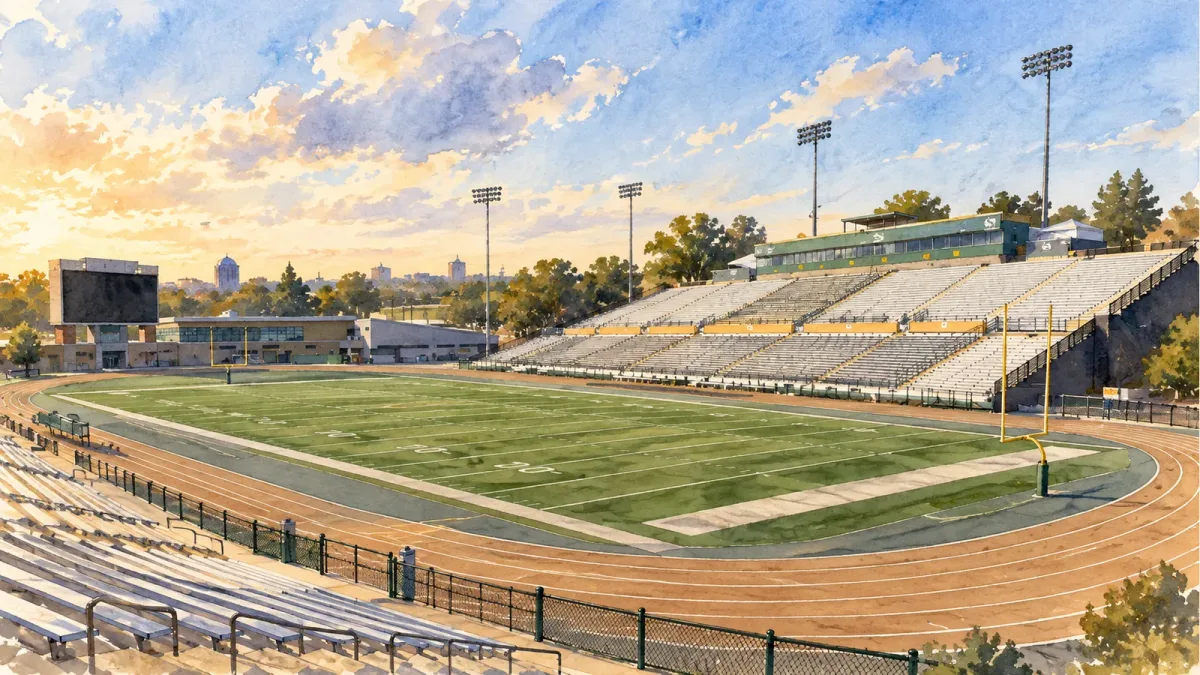 Watercolor illustration of Hornet Stadium