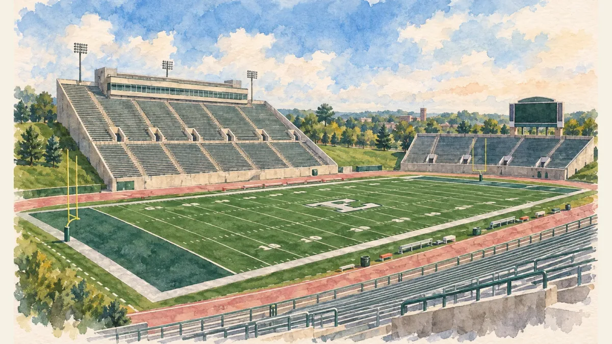 Watercolor illustration of Rynearson Stadium
