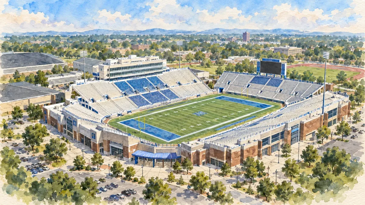 Watercolor illustration of Johnny "Red" Floyd Stadium