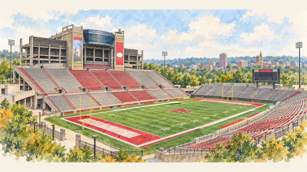 Watercolor illustration of Stambaugh Stadium