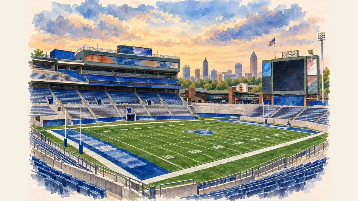 Watercolor illustration of Center Parc Stadium