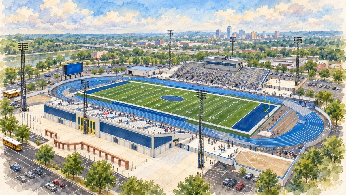 Watercolor illustration of Welcome Stadium