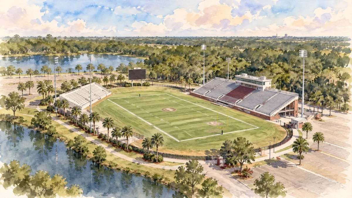 Watercolor illustration of Municipal Stadium